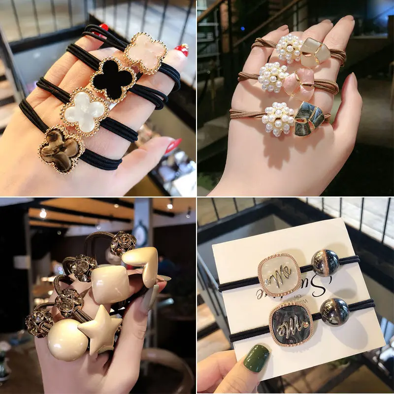 Hair Rope South Korea High-Grade Harmless Hair Elastic High Elastic Leather Cover Hair Rope Rubber Band Hair Tie Women's Hair Accessories Headdress