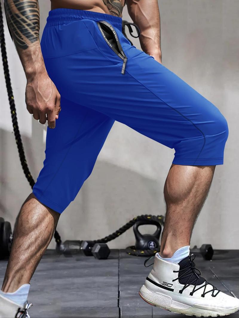 Product Introduction of Men's Solid Color Drawstring Waist Zipper Pocket Shorts, Regular Fit Casual Breathable Comfortable Shorts for Summer, Men's Bottoms for Gym Workout Running 9