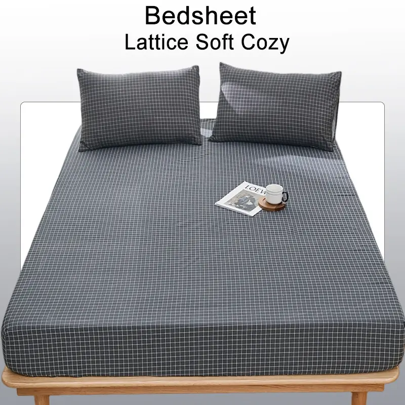 Simple Lattice Bedsheet For Man Black Grey Fittedsheet Single Queen King bedsheet 3feet 3.5feet 5feet 6feet