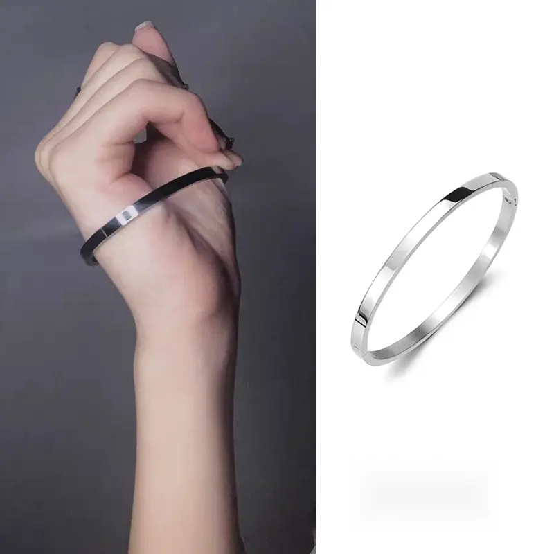 Vòng Tay Thép Titan Mạ Bạc, Phong Cách Hàn Quốc, Cá Tính, Thời Trang Phụ Kiện Nam Đeo Tay Voi Pin vong  tay vòng  hoa