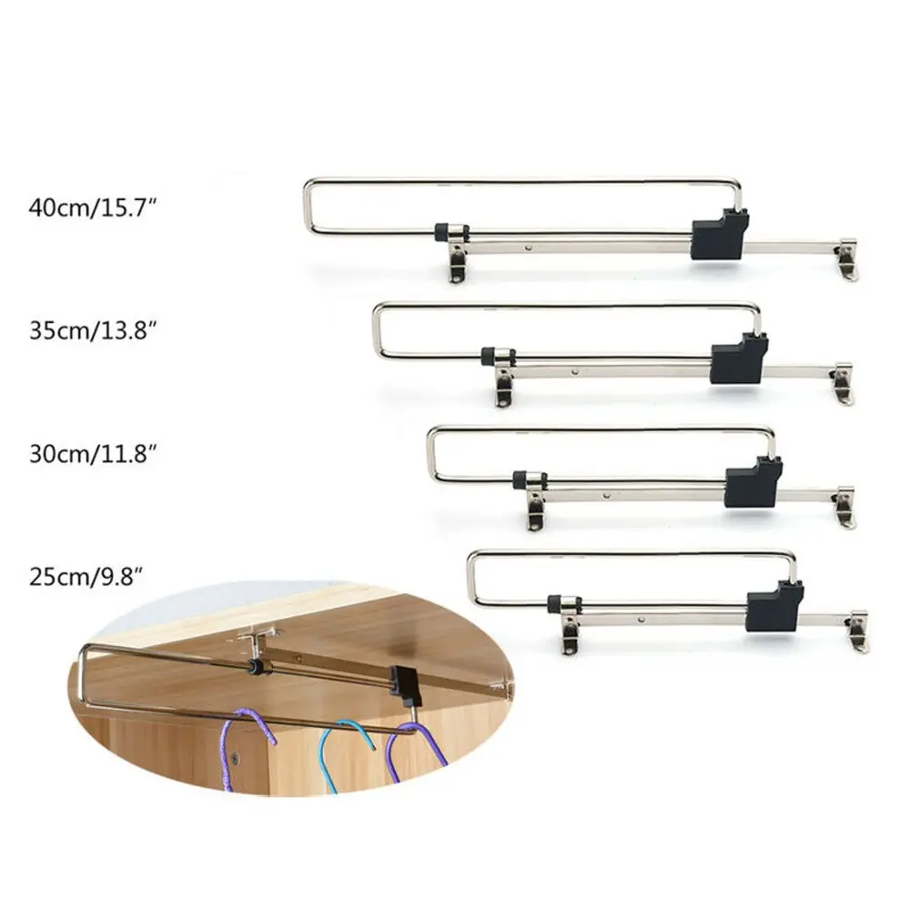 Metal Pull Out Clothes Hanger Pants Slacks Jacket Wardrobe Closet Sliding Bar