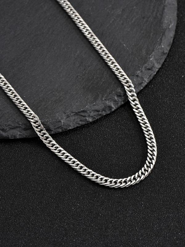 Men's Simple Plain Stainless Steel Chain Necklace, Fashionable Necklace. Casual Versatile Accessories 2