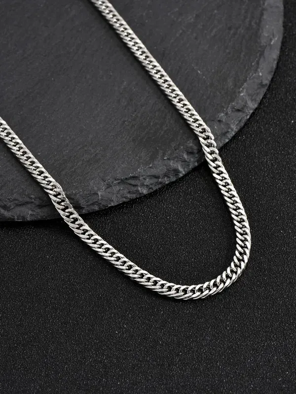 Men's Simple Plain Stainless Steel Chain Necklace, Fashionable Necklace. Casual Versatile Accessories 2