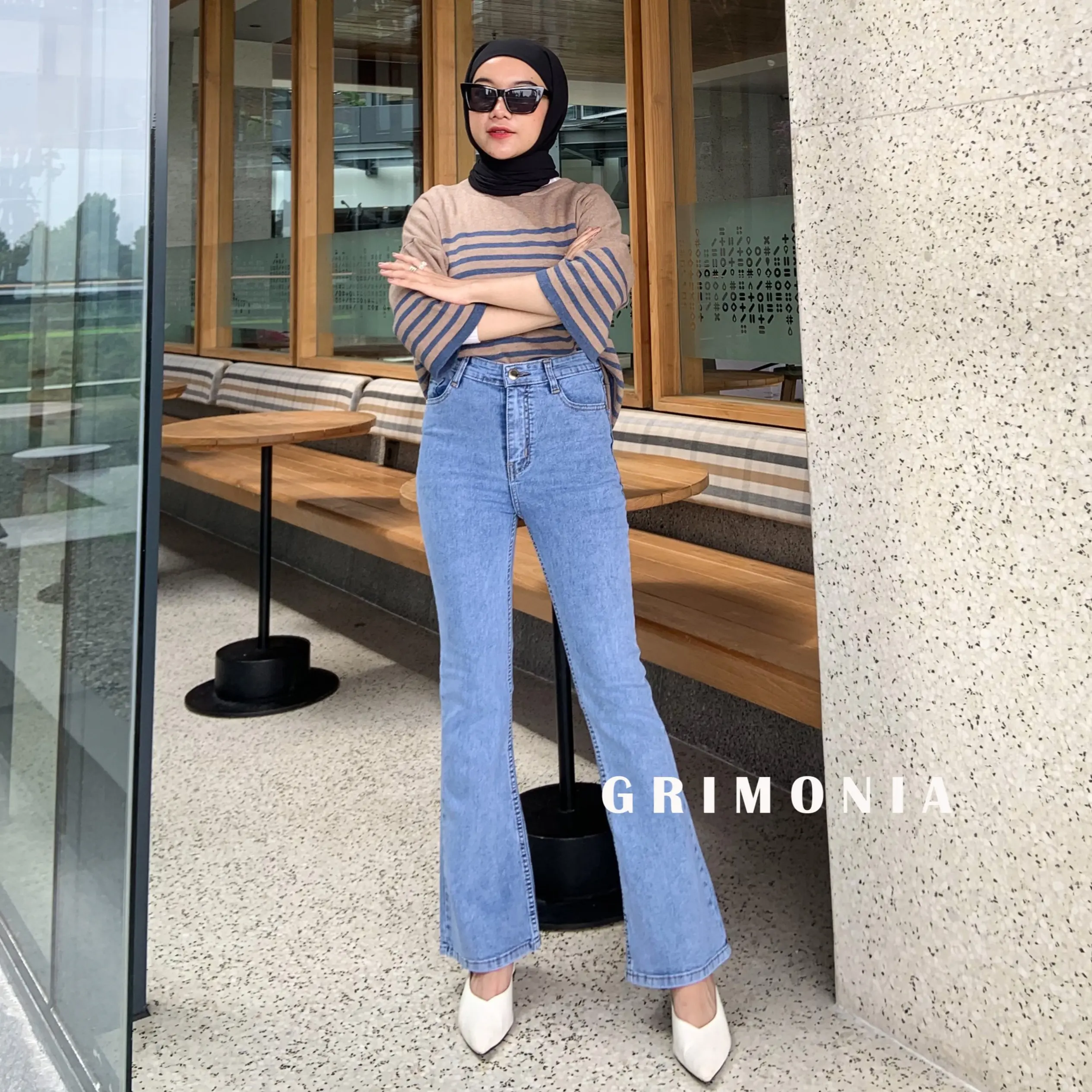 GS-Jeans Richela HW Cutbray Blue Acid-Streetch Jeans Celana Panjang