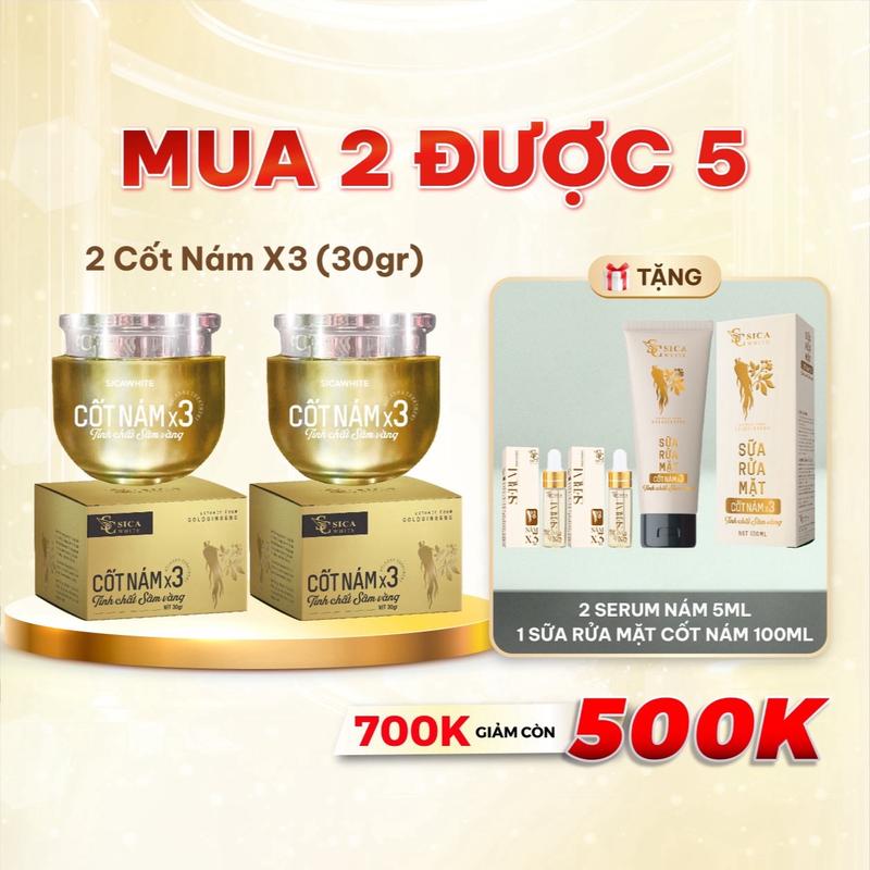D38 Mua 2 Được 5 Mua 2 Cốt Nám X3 30gr Tặng 2 Serum Nám 5ml - 1 Sữa Rửa Mặt Cốt Nám X3 100ml Sica White x Nguyen Dat Cosmetics