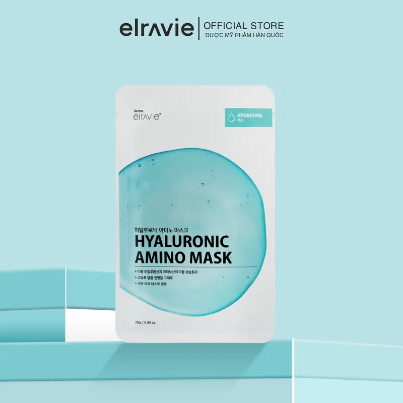 Mặt Nạ Elravie Hyaluronic Amino Mask Dược Mỹ Phẩm Cao Cấp Hàn Quốc Dưỡng Ẩm, Làm Dịu 01 miếng 25g 1