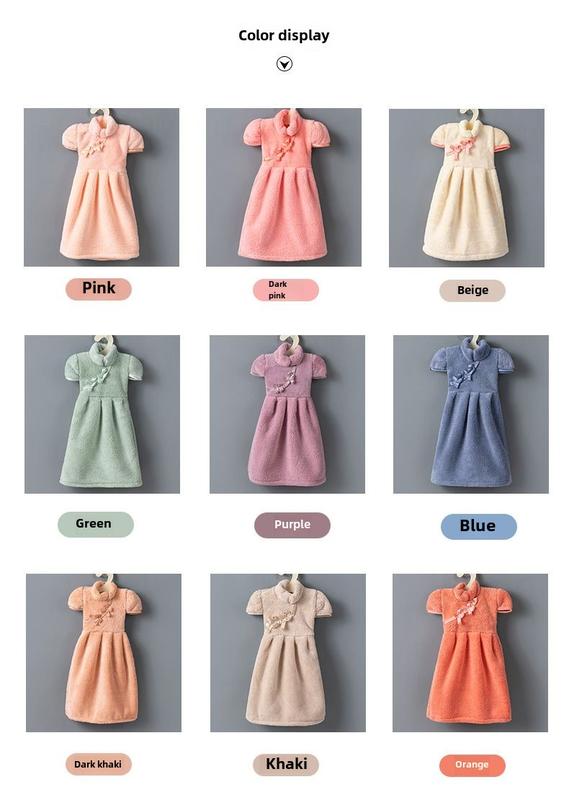 Product Introduction of Cute Princess Dress Hand Towel Kitchen Hand Towel Thickened Absorbent Coral Fleece Rag Handkerchief 2