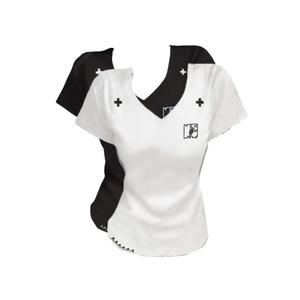 เสื้อเชิ้ต สไตล์อเมริกัน ผ้าฝ้ายแท้ คอปก สาวฮอต แขนสั้น สำหรับผู้หญิง ฤดูร้อน มาใหม่ สลิมฟิต อเนกประสงค์ เสื้อฐาน บุคลิกภาพ เสื้อ  เช็ท  2  ชิ้น