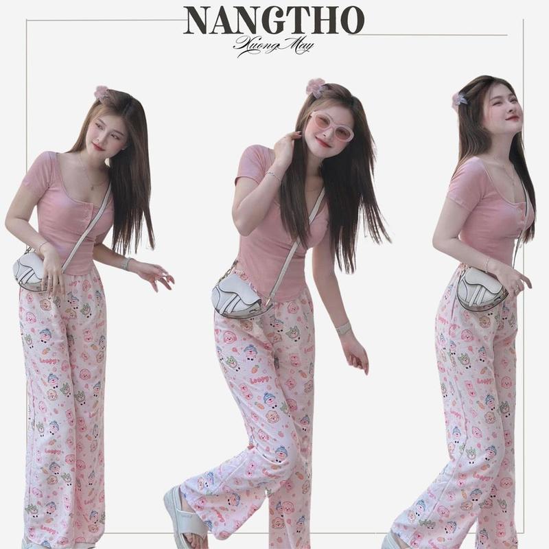 S852 [SALE] Set Bộ Nữ Chất Đũi Thoáng Mát Áo ôm Body Women Nhung Top