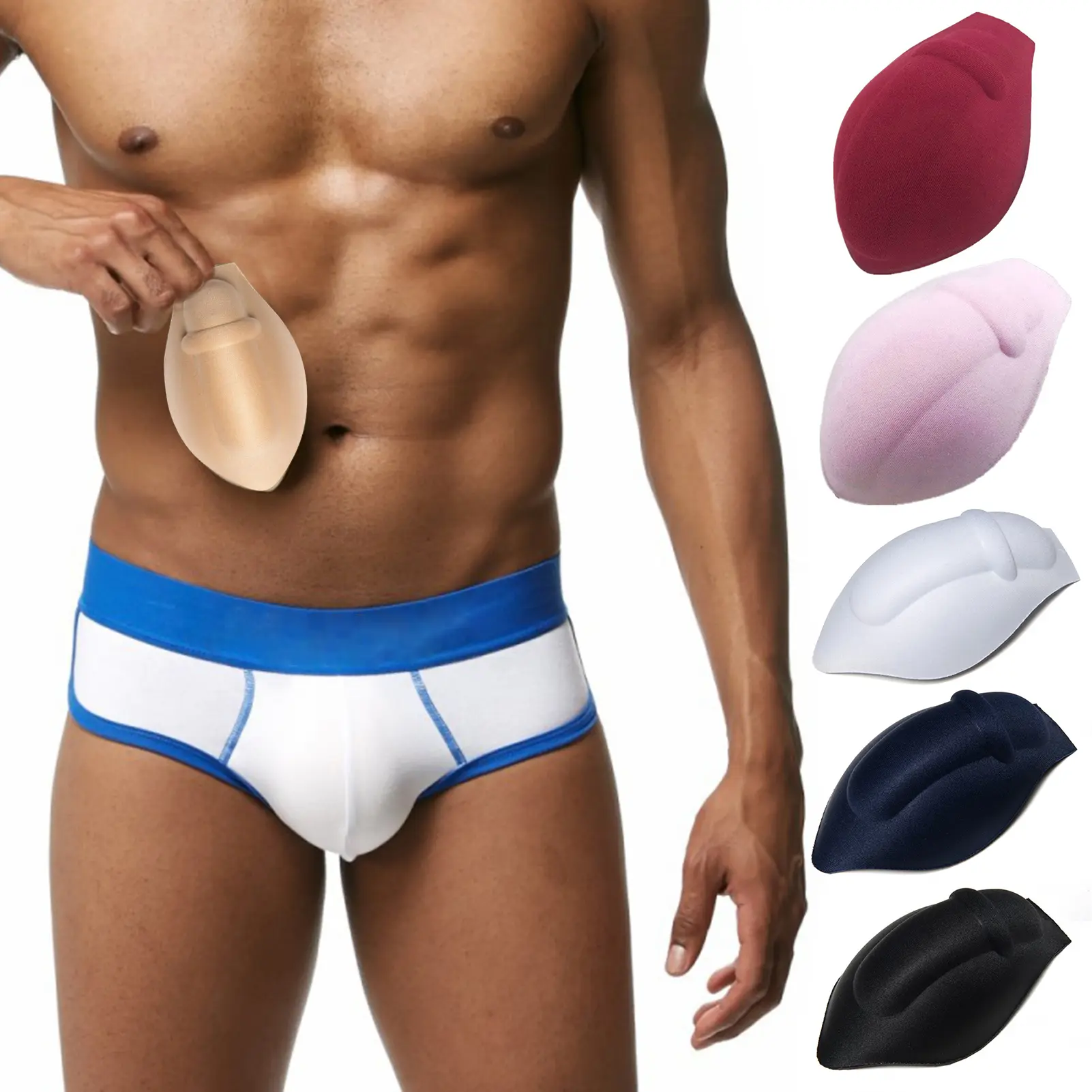 Tayuod-Men Underwear Push Up Cup Pad Fuller Look Underwear Pouch Bulge Enlargement Sponge Pad for Swim Trunks Daily Wear Sport Men Boxers Bulge Enhancement Sponge