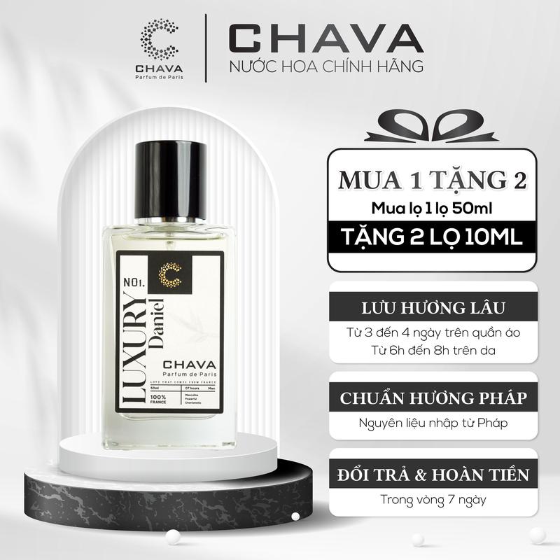 [Nước Hoa Nam Phóng Khoáng, Lôi Cuốn]  CHAVA LUXURY DANIEL - Mùi Hương Trầm Ấm, Lôi Cuốn, Mạnh Mẽ - Phong Cách Nam Tính, Tinh Tế, Cuốn Hút - Chính Hãng, Lưu Hương Lâu 6-8h/Da & 3-4 Ngày/Quần Áo, Tiêu Chuẩn Pháp, Perfume Xịt Thơm Cosmetic Mỹ Phẩm