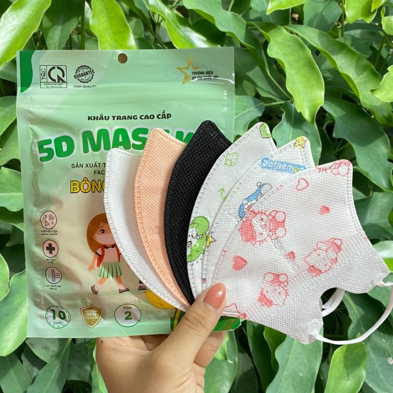 Thùng 200 chiếc khẩu trang 5D trẻ em Bông Sen Vàng (từ 0.5-6 tuổi), chống bụi cho bé.
