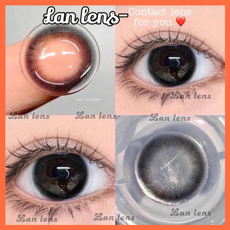 Kính Áp Tròng Lens Đen giãn nhỏ ,độ giãn vừa siêu tự nhiên basic có từ 0-6 độ (giá 1 cặp tặng kèm khay dụng cụ đeo)-Lan lens.