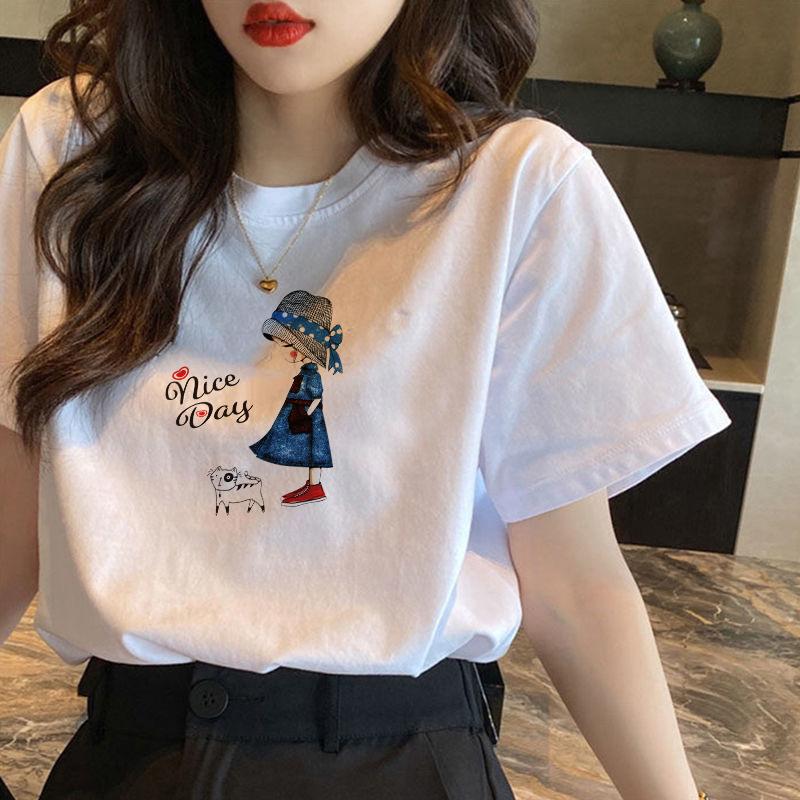 016 Áo phông nữ tay lỡ unisex , Áo thun nam nữ form rộng, áo đôi, nhóm phong cách ulzzang Cổ Tròn-016