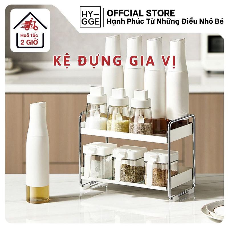 Giá đựnġ Gia Vị 2 Tầng Nhà Bếp Khung Inox Chắc Chắn Không Gỉ Chịu Lực Tốt Thiết Kế Sang Trọng HYGGE Kitchen