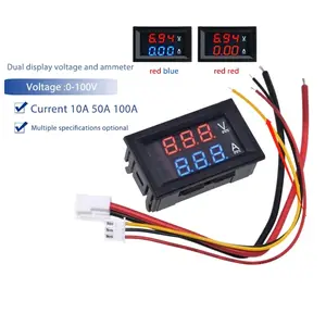Voltmeter Amperemeter DIGITAL 0-100V 10A Display Combo Dual Volt Meter Ampere Meter Ammeter Digital DC 0-100V 10A Red And Blue Led Display