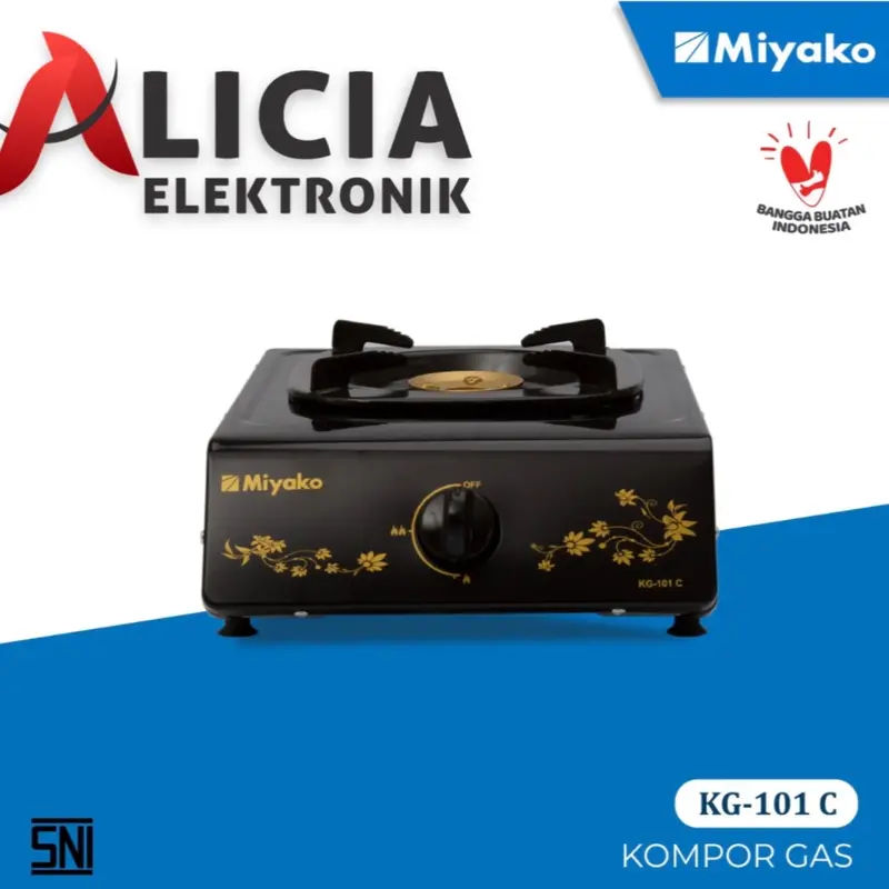 Kompor Gas Miyako KG-101 C Black Stainless Pembersihan Mudah 0