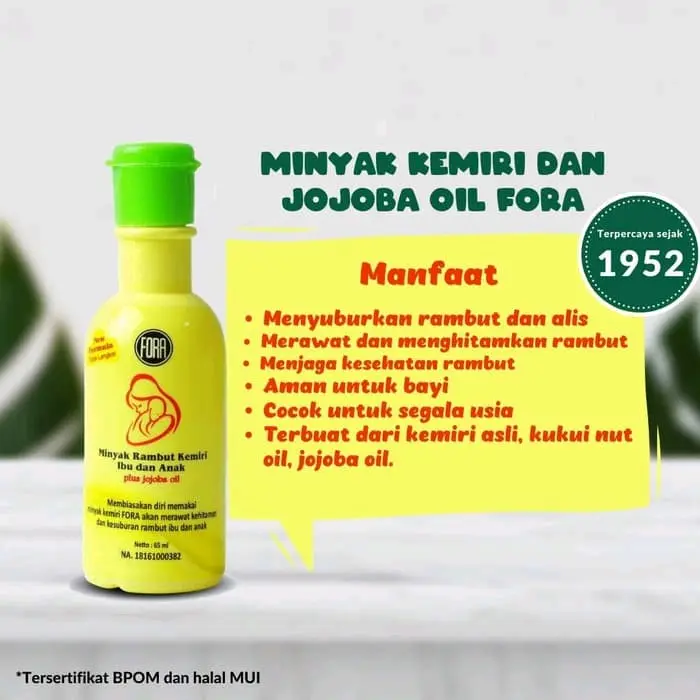 Original minyak kemiri plus jojoba oil Fora kemiri penyubur rambut bayi ibu anak bpom 1
