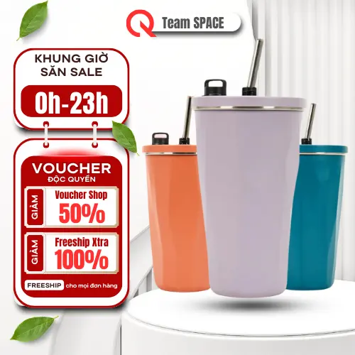 Cốc Giữ Nhiệt Cao Cấp Có Logo 600ml, Ly Giữ Nhiệt Cao Cấp Logo STB Kèm Ống Hút Có Núm Đậy Tiện Lợi