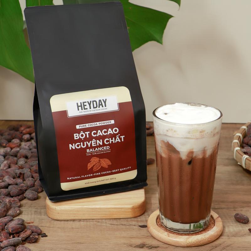 Bột cacao nguyên chất Heyday - Dòng Balanced phổ thông - Chuyên dùng pha chế cho các quán Cafe - Túi zip 500g