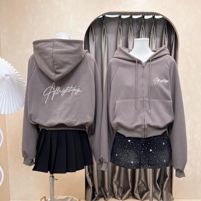 X8 Áo khoát nỉ 2 da [Allnightdays] dài 54cm Hằng tidy Nữ form 40-60kg . mang đi nắng thoải mái Top