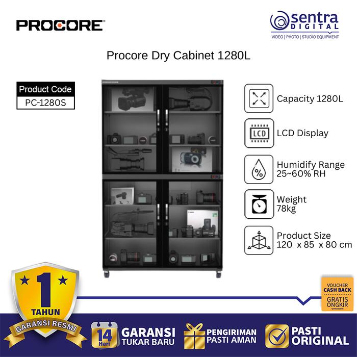 Gambar PROCORE PC-1280S Dry Cabinet 1280 Liter Penyimpanan Kamera Digital LED Display Automatic Humidity Control Safety Lock dari Sentra Digital Kota Surabaya Tokopedia