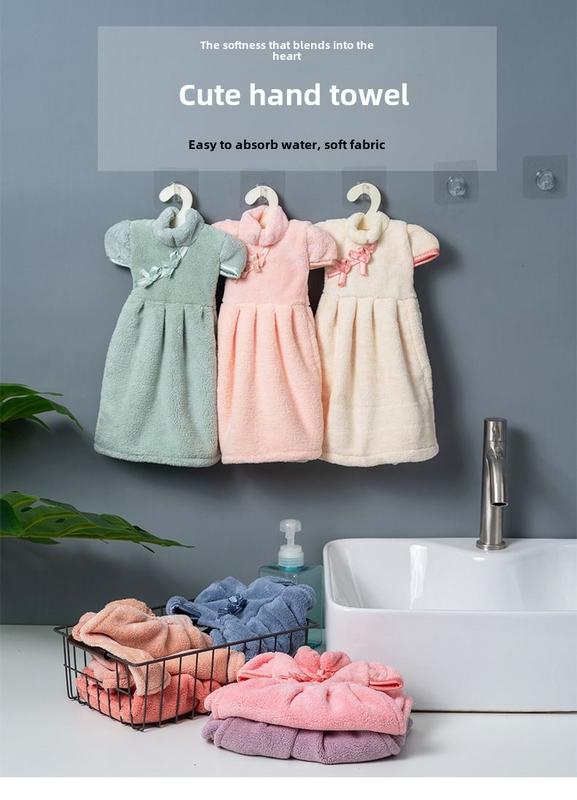 Product Introduction of Cute Princess Dress Hand Towel Kitchen Hand Towel Thickened Absorbent Coral Fleece Rag Handkerchief 0