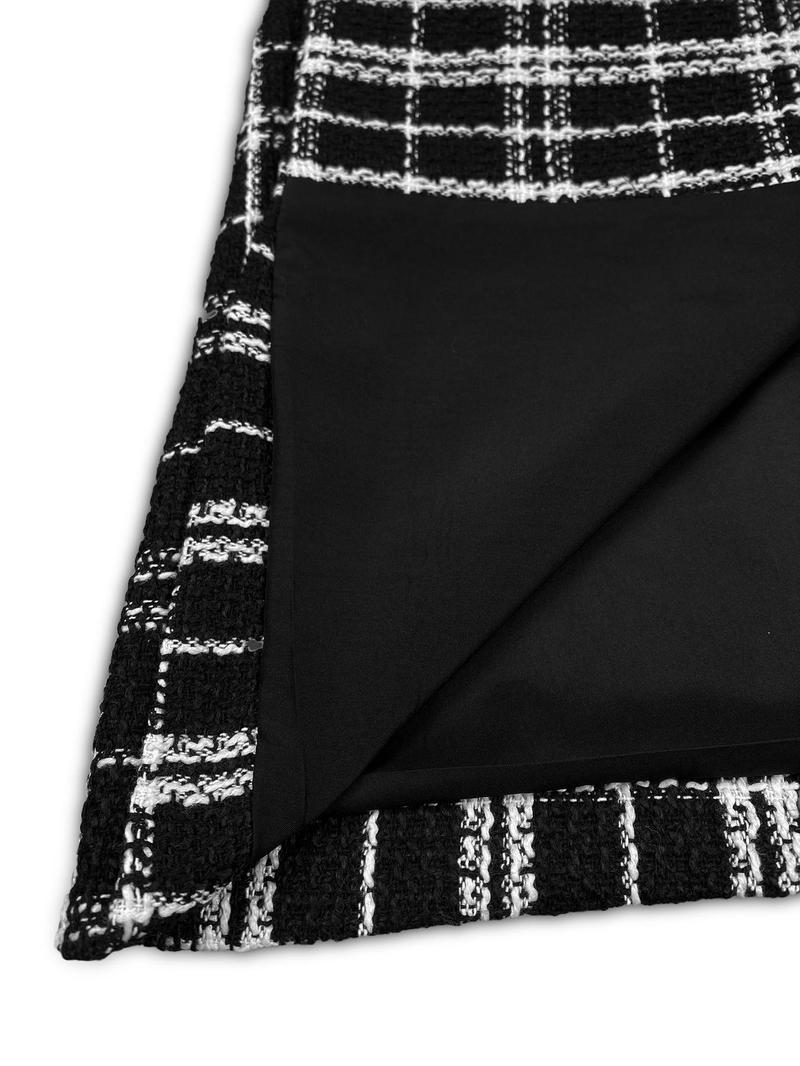 Product Introduction of Women's Plaid Print Button Front Belted Coat, Elegant Long Sleeve Lapel Neck Outerwear for Fall & Winter, Ladies Clothes for Daily Wear 6
