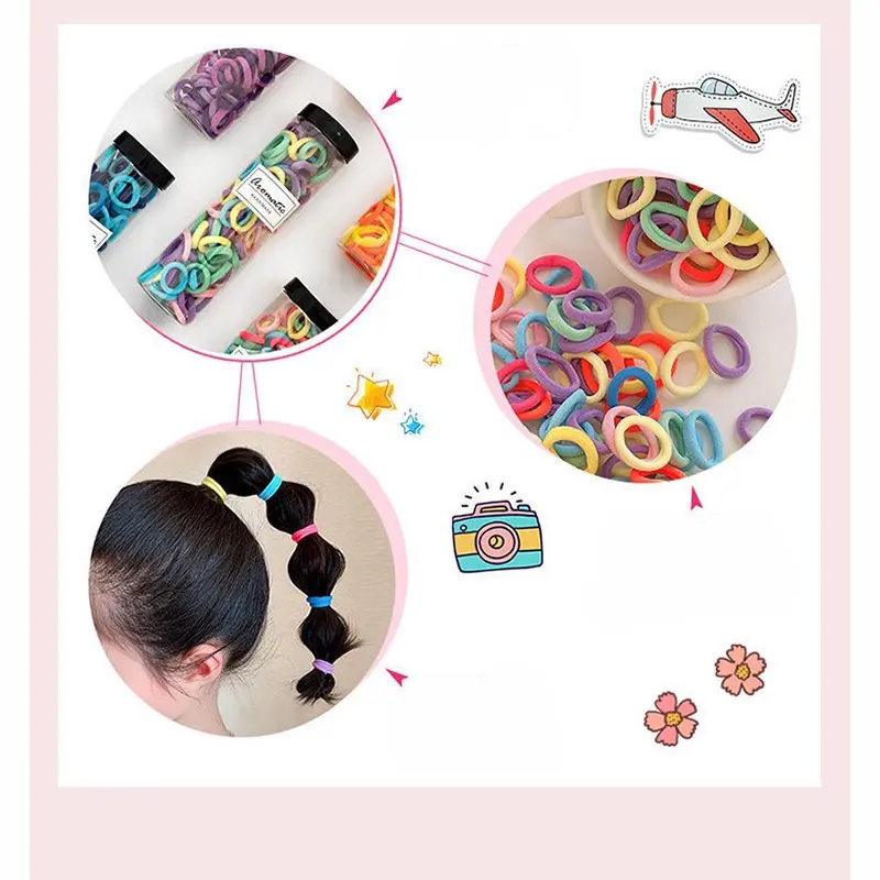 MALL - (Free Box) Set 100Pcs iKat Rambut Gaya Korea Kain Karet Elastis Anak Perempuan KCR23 Fashion 2