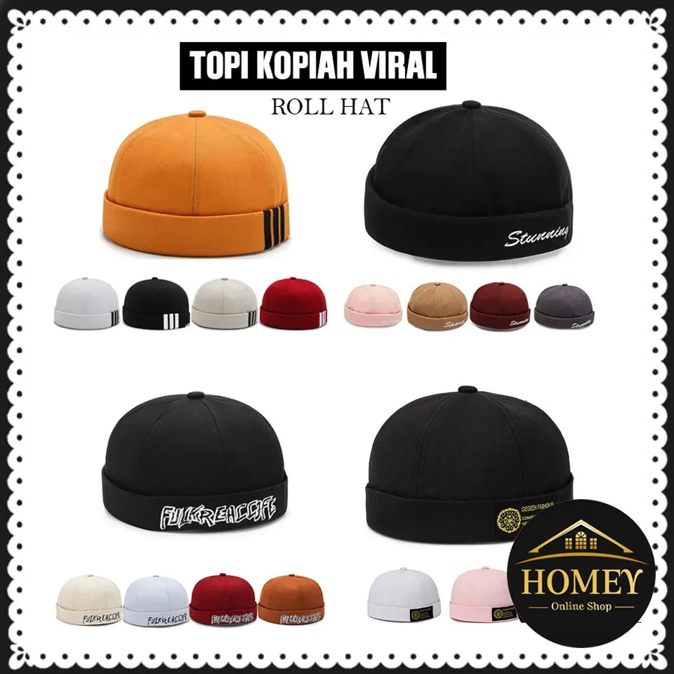 Topi Kopiah Viral Trend Baru New Trend Roll Hat Korean Style Fashion ...