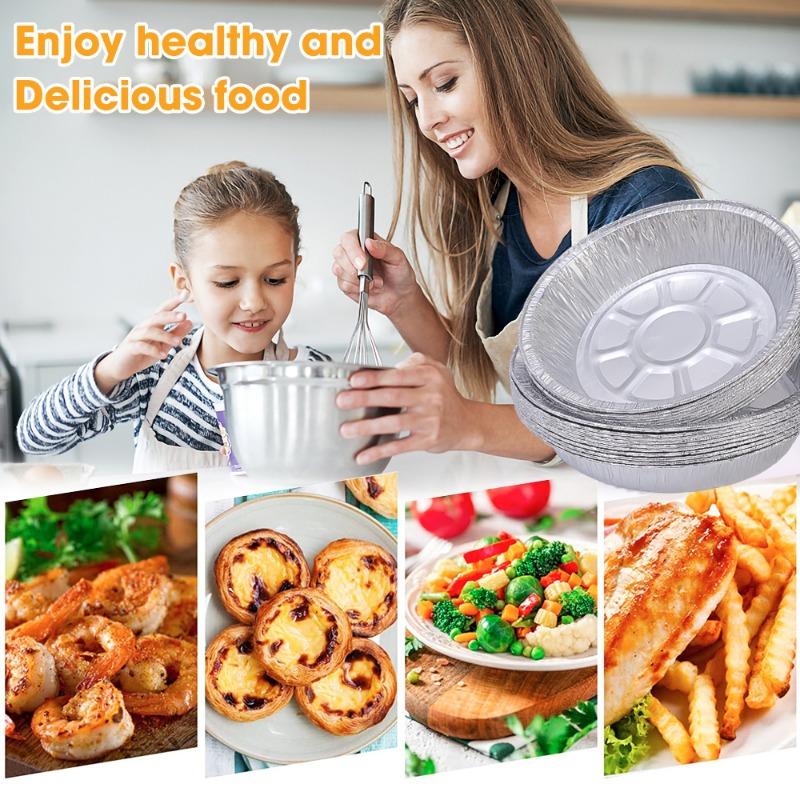Product Introduction of Kotak Timah Kerajang Aluminium Kalis Minyak, 10 Keping, Alat Pembakar Dapur, Bakul Mengukus Tidak Melekat, Pakai Buang, Sesuai untuk Penggoreng Udara, Dulang BBQ, Kertas Pakai Buang 25