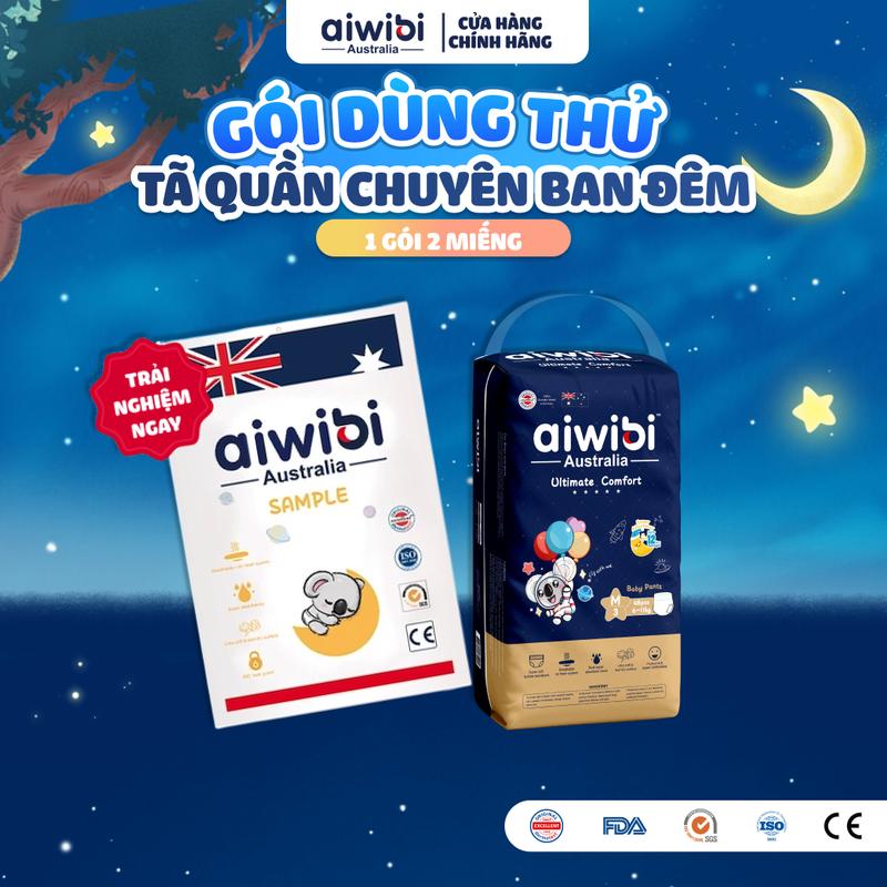 [Gói Dùng Thử] Tã/Bỉm Quần Cao Cấp Aiwibi Chuyên Ban Đêm Cho Bé Ultimate Comfort M/L/XL/XXL