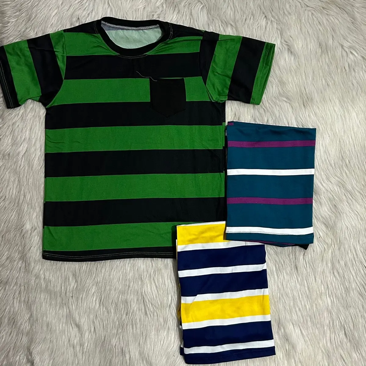 2 + 1 FREE STRIPES KID’s SHIRT WITH POCKET 5-8 YEARS OLD RANDOM COLOR