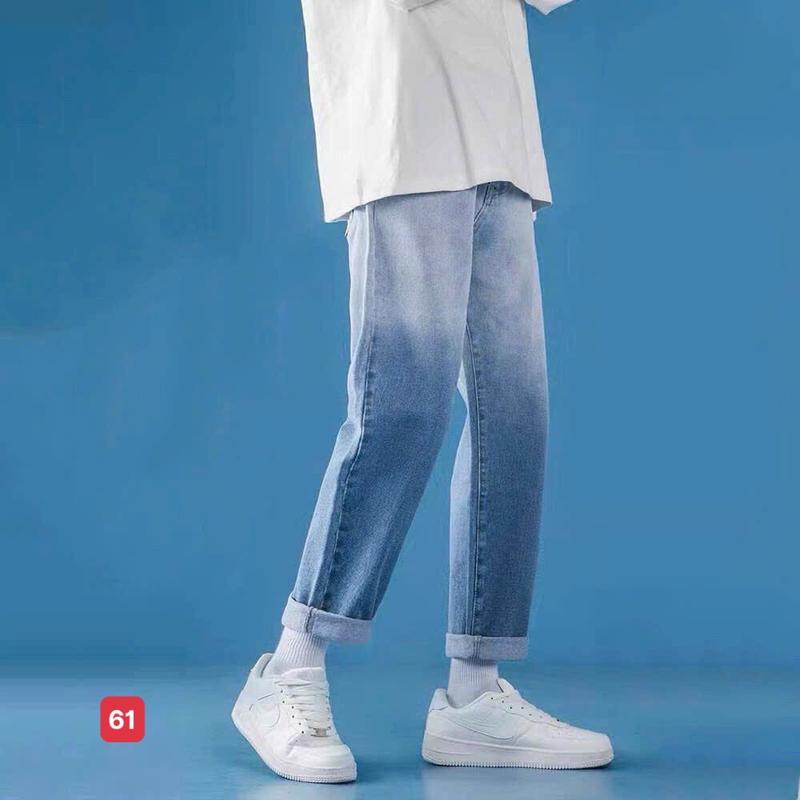 Quần baggy jean nam ống rộng màu xanh nhạt wash phối 2 màu chất bò dãn nhẹ B061 dáng chuẩn Menswear Pants Có Túi  - TCS Trùm Chuyên Sỉ 4