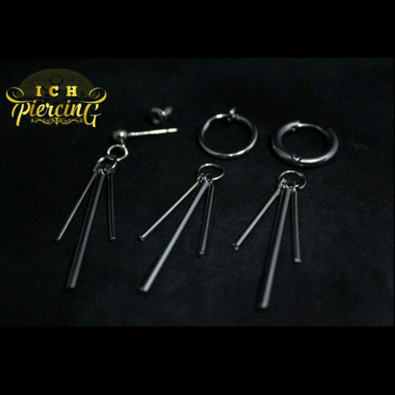 [Bayar Di Tempat]Anting Tusuk Model Rumbai Panjang Gaya Korea untuk Pria Aksesoris Anting