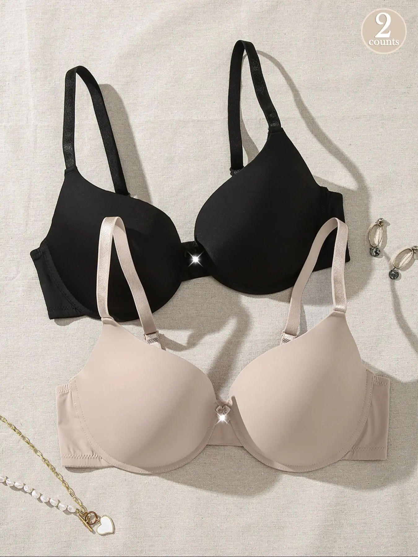 Plus Size Solid Color Buckle Back Push Up Bra, Comfortable Underwired Lined Bra, Women's Underwear for All Seasons