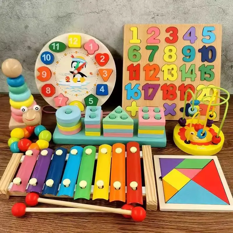 Wooden Children's Educational Toy Baby Enlightenment Early Learning Eight-tone Hand Knocking Piano Kindergarten Small Gift