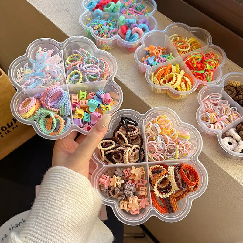 ED - FREE BOX - AKSESORIS RAMBUT ANAK SET WARNA WARNI / JEPIT DAN IKAT RAMBUT ANAK KOREAN ELASTIS