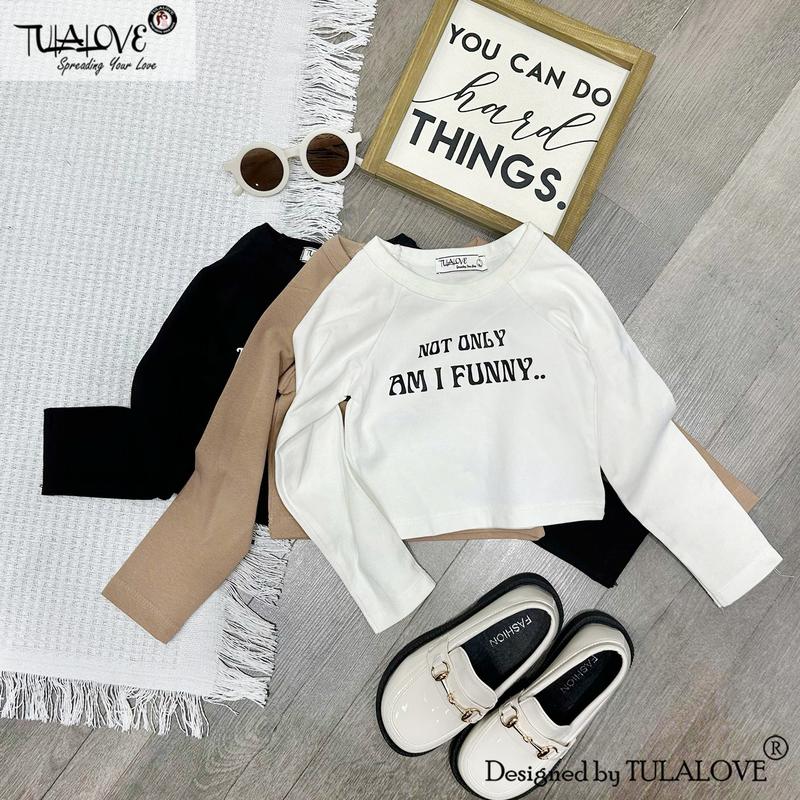 Áo Croptop Dài Tay Hình In Cho Bé Gái Cực Sành Điệu TULALOVE