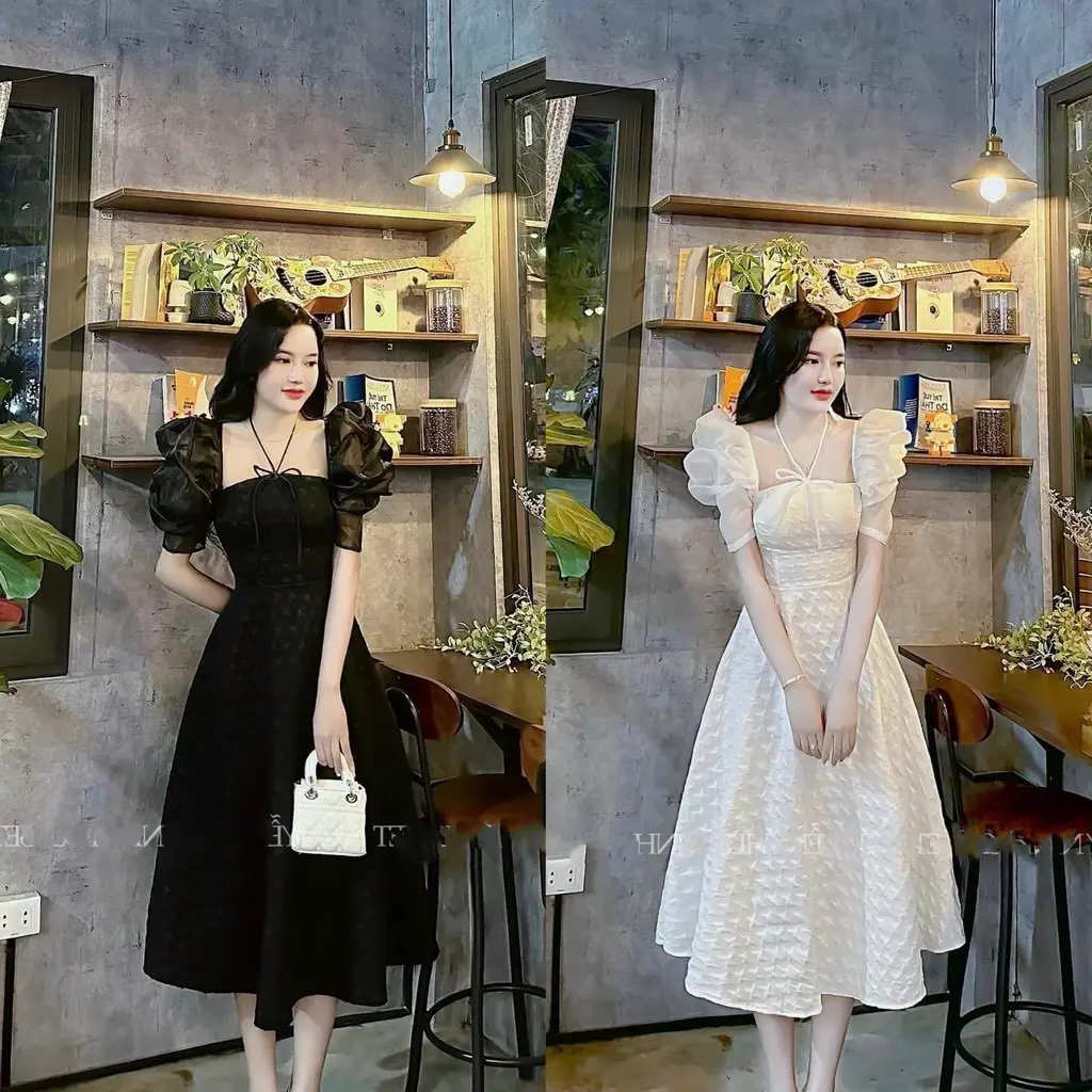 ĐẦM TAPTA Ô VUÔNG PHỐI TAY VOAN KIẾNG( CÓ MÚT NGỰC) Nữ Women