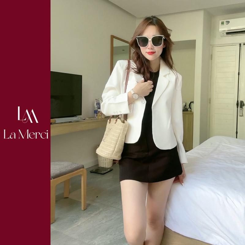 La Merci - Áo Vest Lửng Blazer Đệm vai BL05 Jacket Women Top Có Cổ Freesize dưới 60kg