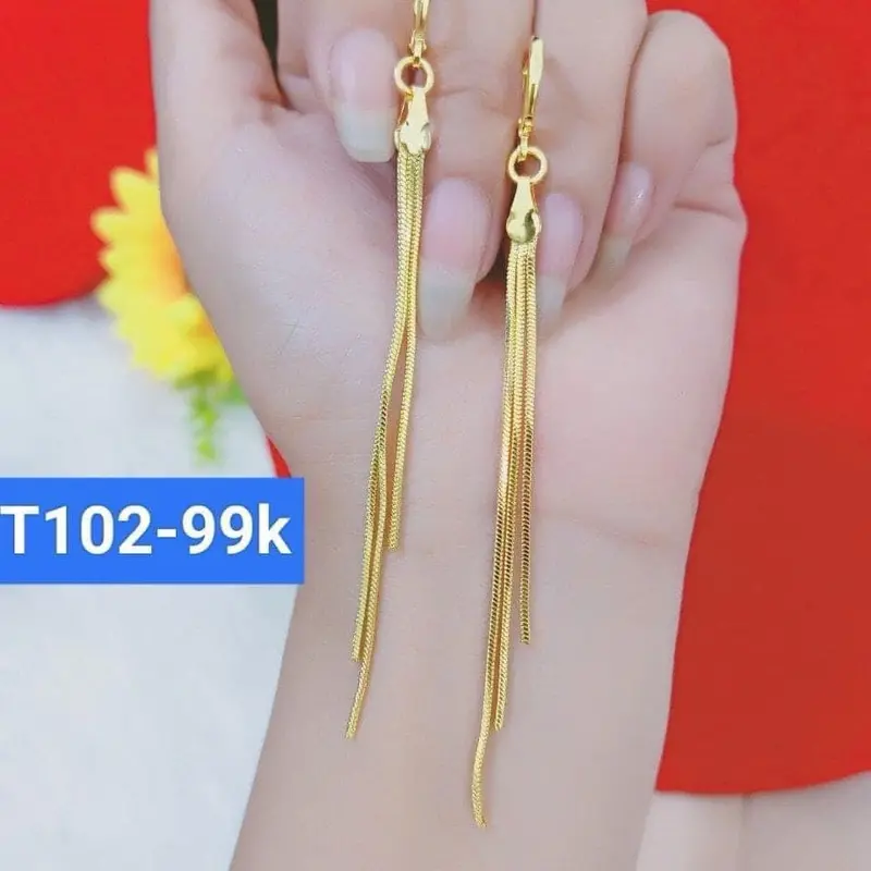 Bông tai nữ mạ vàng,bông ba tua phù hợp mọi độ tuổi bền màu nhẹ nhàng xinh xắn 0