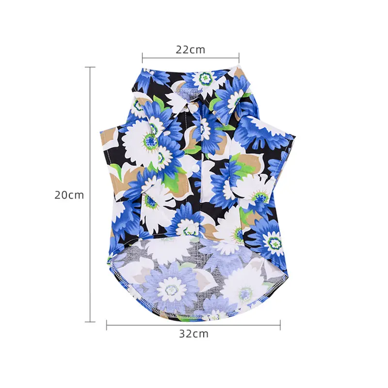 Xiahaone-Áo Thun Cho Chó Con, Phong Cách Bãi Biển Hawaii, In Hoa Cúc, Polyester, Cổ Áo Chui Đầu, Áo Cánh Cho Thú Cưng, Trang Phục Mùa Hè 4