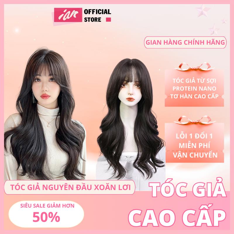  Tóc Giả IAN Tóc giả nguyên đầu xoăn lơi Hàn cao cấp  Tặng kèm lưới  