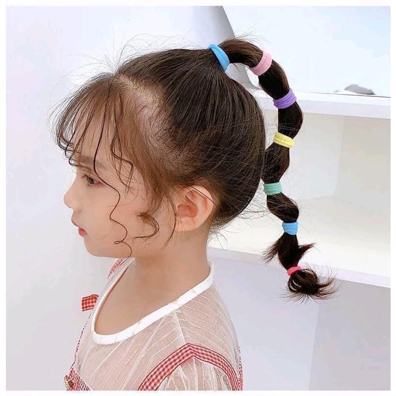 Gói 10 sợi thun cột tóc  mềm cho bé bản to 0