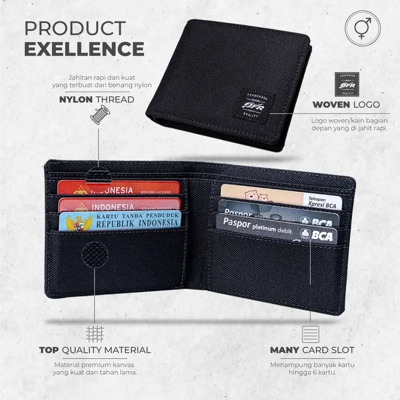 JFR Dompet Pria Bahan Kanvas JP10 2