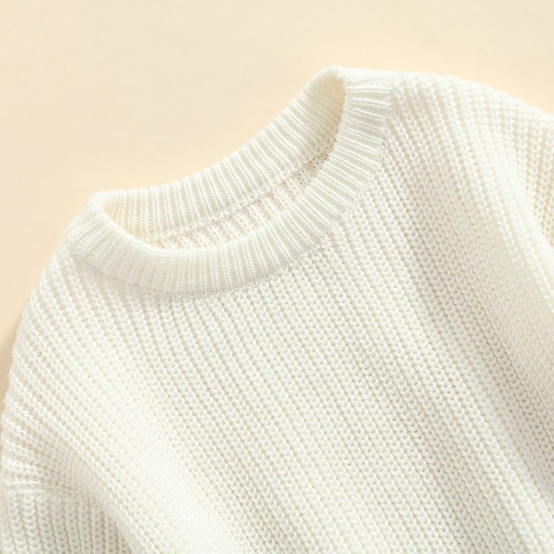 Product Introduction of Baby Solid Color O-neck Sweater Loose Fit Long Sleeve Knitted Pullover for Autumn Winter Casual Clothes 41