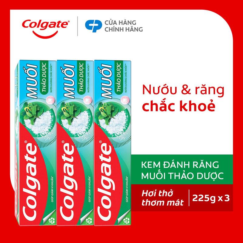 Bộ 3 Kem đánh răng Colgate Muối Thảo Dược Herbal Salt 225g/tuýp