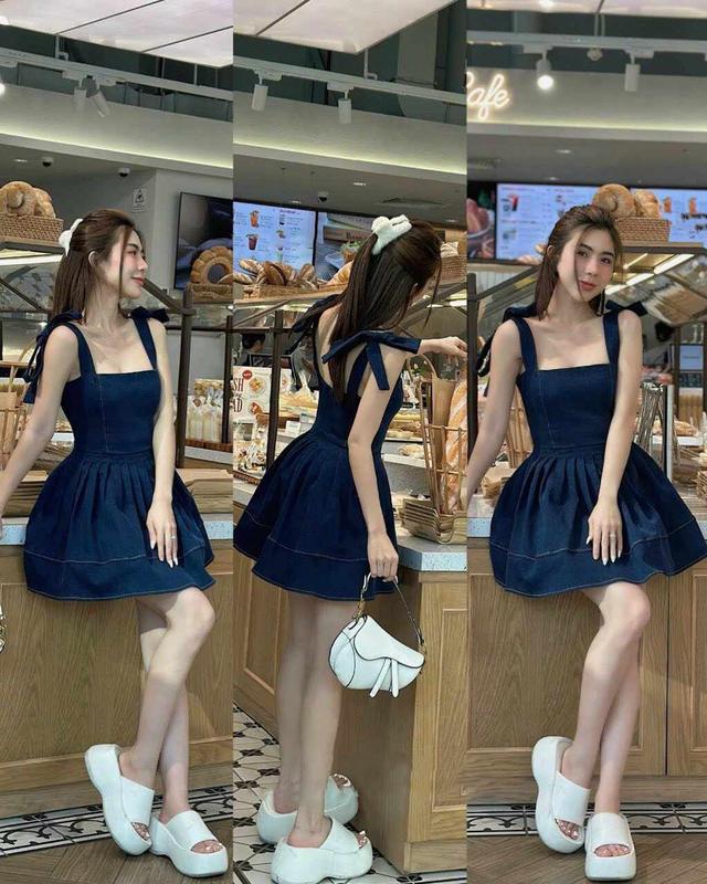 Đầm Váy Nữ Jean 2 Dây Cột Nơ Dáng Xòe Phù Hợp Cho Các Nàng Đi Chơi, Đi Dạo Phố Cùng Với Hội Bạn Bè Sang Chảnh Dự Tiệc Women Top