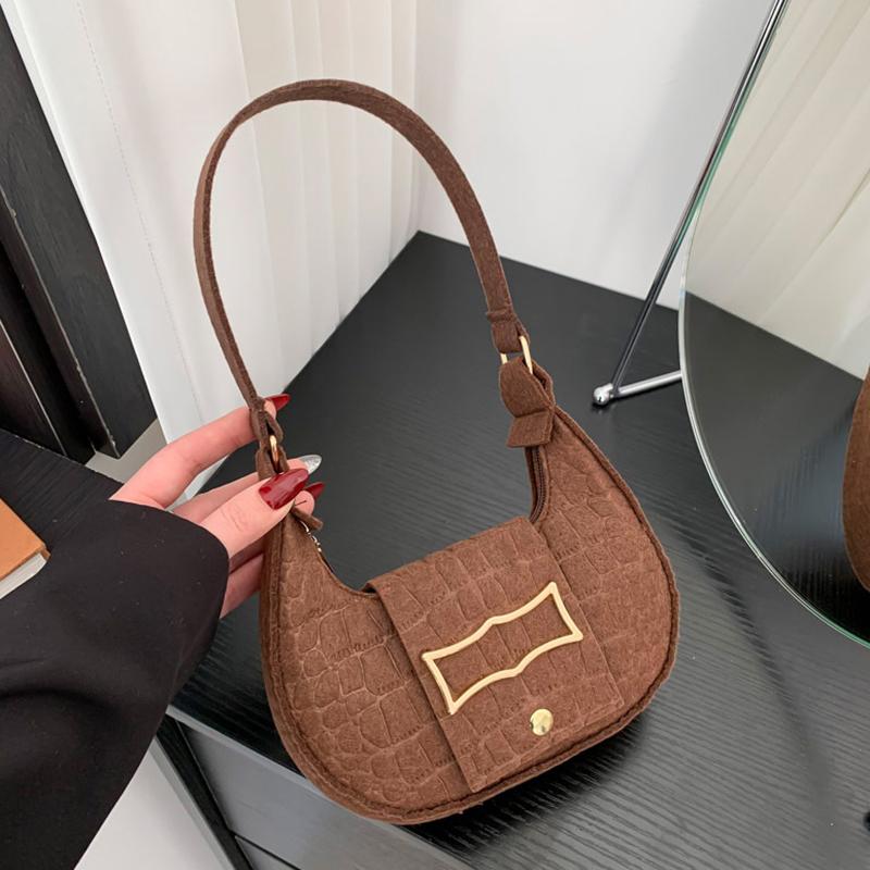 Túi Đeo Vai Họa Tiết Cá Sấu Nỉ, Thời Trang, Dành Cho Nữ, Túi Kẹp Nách Có Tay Cầm Nhỏ Ví Cầm Tay Sang Trọng, Túi Xách Nữ Thường Ngày [Wxx] Bag Hoa Tote Kem Đeo Chéo Da Chữ Nhật